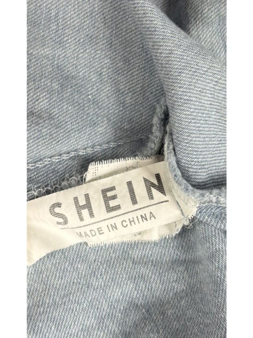 Shein Light Blue Button-Front Denim Mini Dress With Adjustable Straps Elastic Ba - Picture 9 of 9